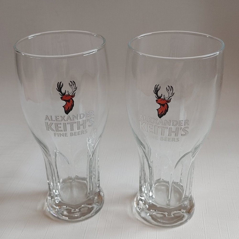 Alexander Keith's Pint Glasses PAIR Beveled Base